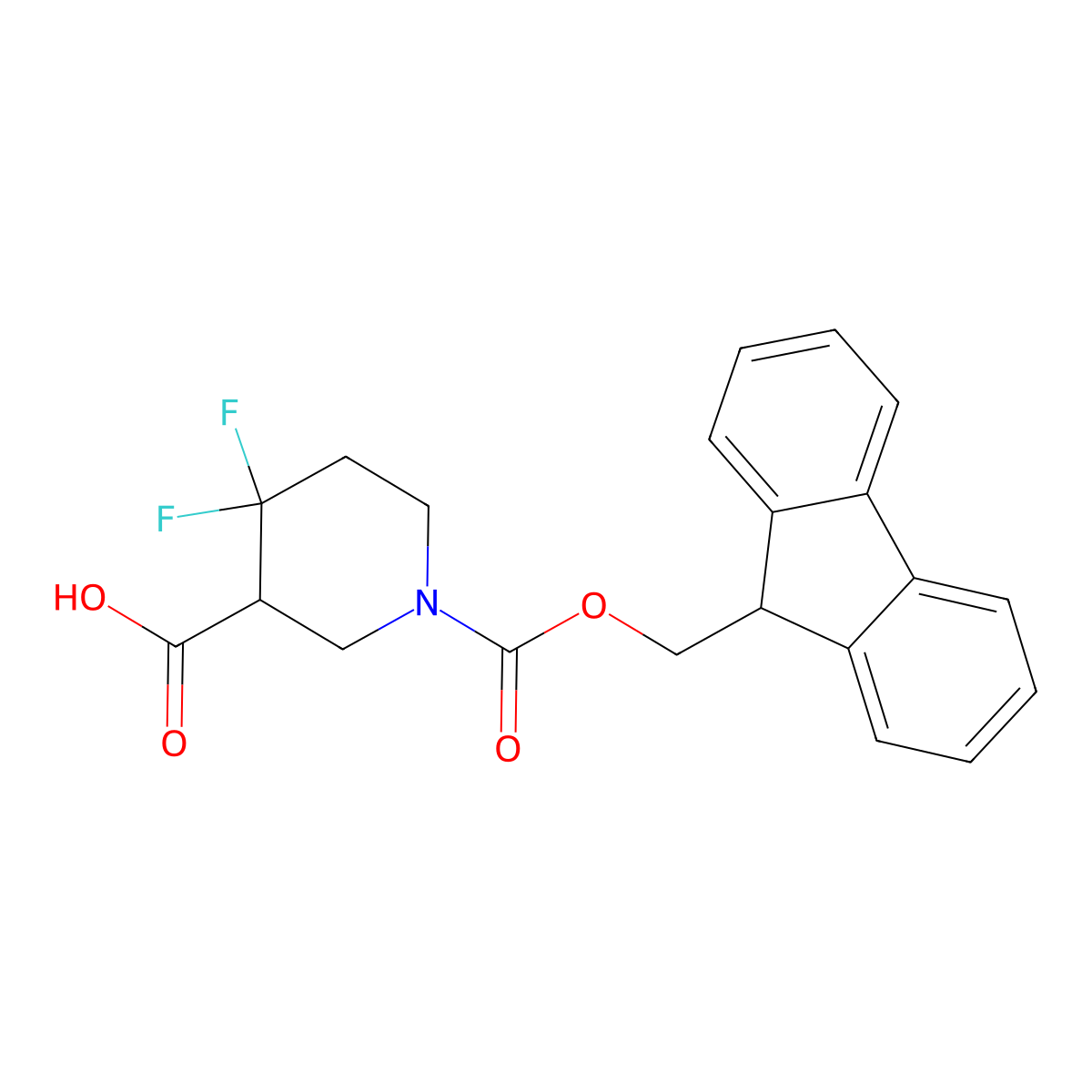 1-{[(9H-fluoren-9-yl)methoxy]carbonyl}-4,4-difluoropiperidine-3-carboxylic acid molecular structure, CAS 1993316-66-7