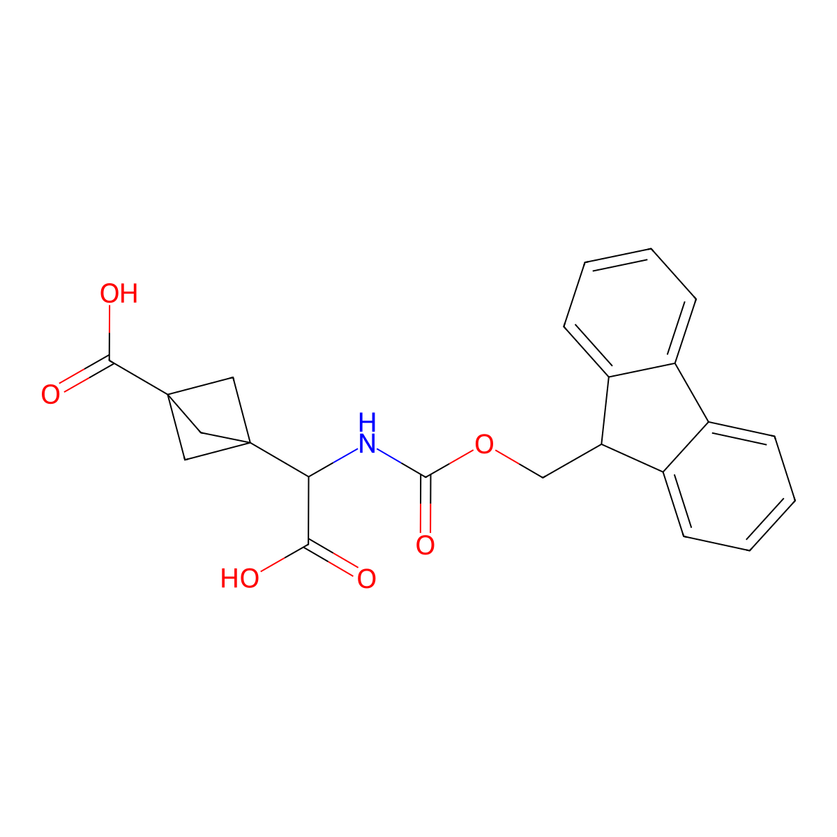 3-[(S)-carboxy({[(9H-fluoren-9-yl)methoxy]carbonyl}amino)methyl]bicyclo[1.1.1]pentane-1-carboxylic acid molecular structure, CAS 1993319-38-2