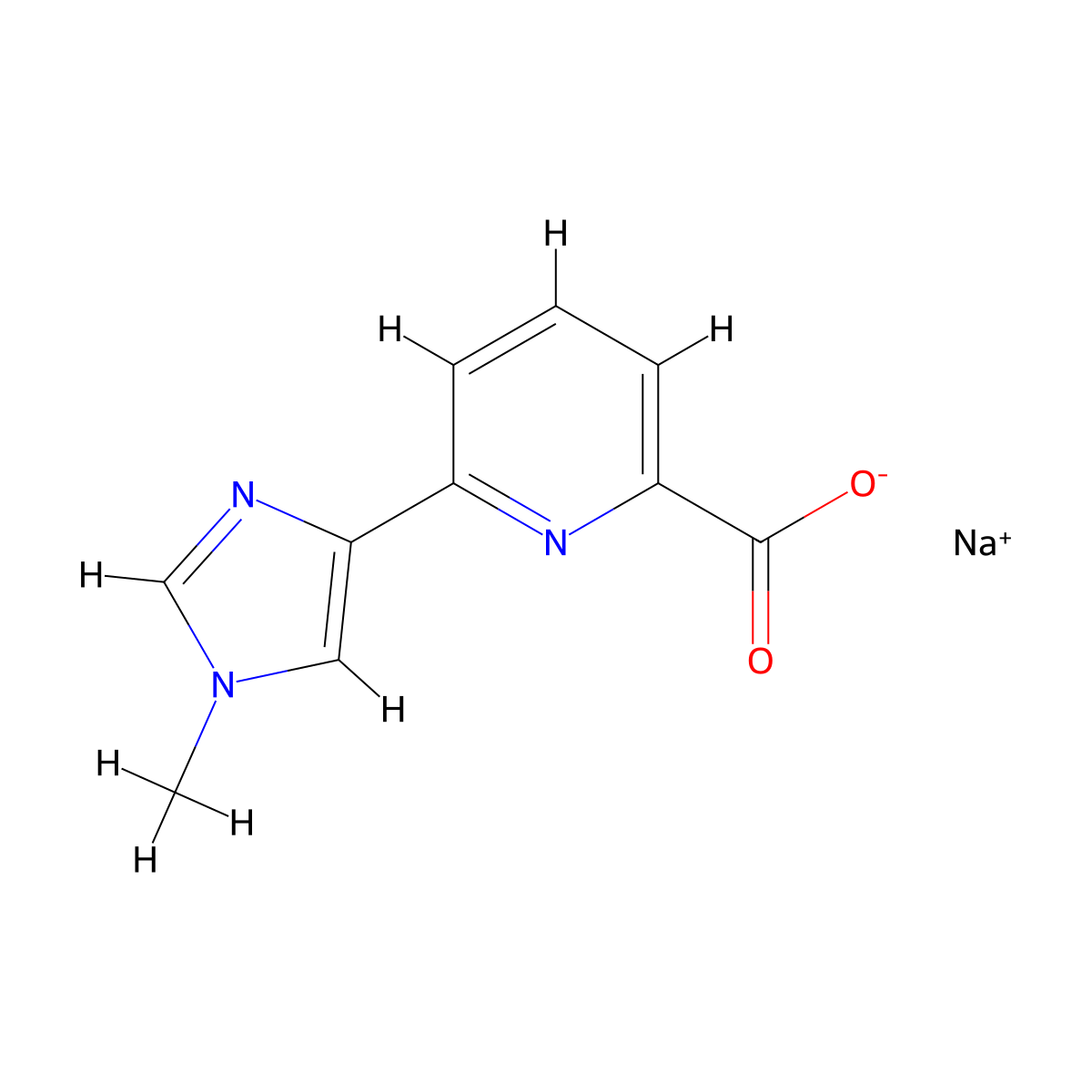 Sodium;6-(1-methylimidazol-4-yl)pyridine-2-carboxylate molecular structure, CAS 1993320-07-2