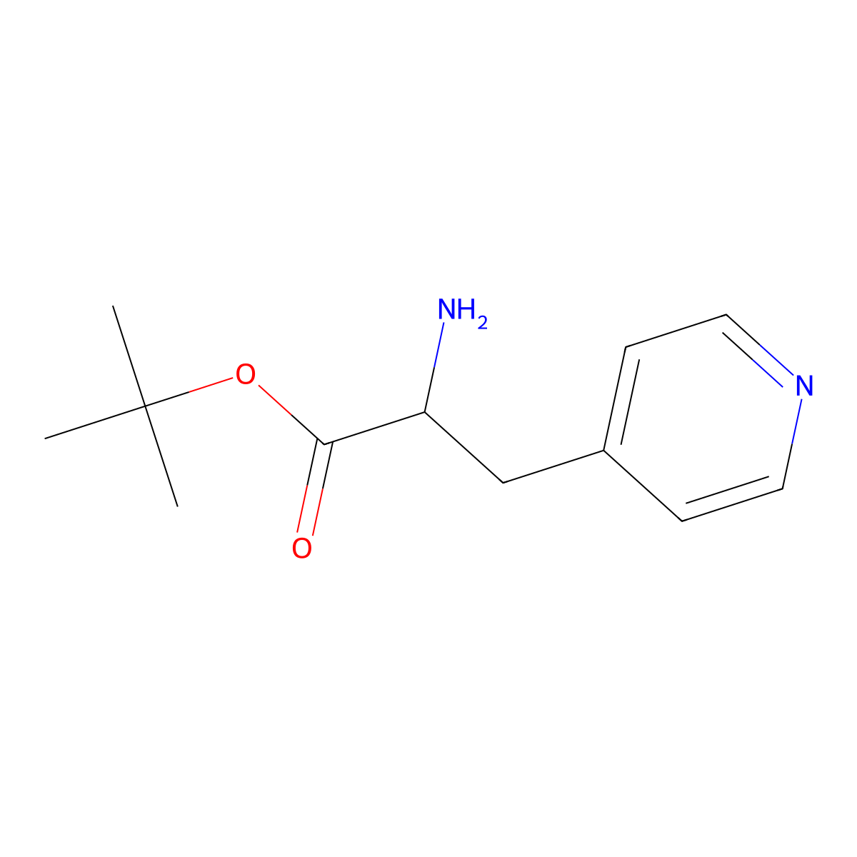 tert-butyl (2R)-2-amino-3-(pyridin-4-yl)propanoate molecular structure, CAS 1993320-79-8