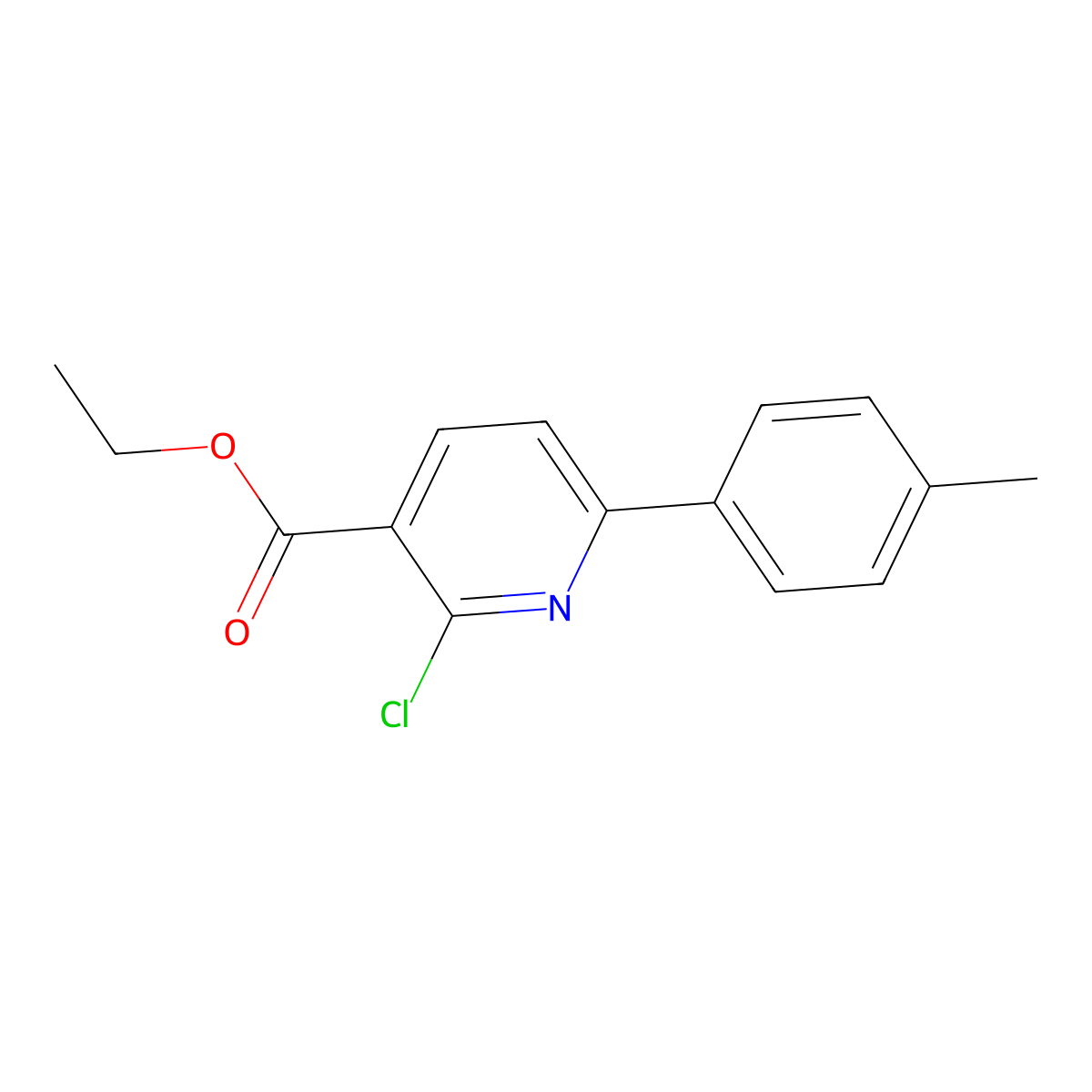 Ethyl 2-chloro-6-(4-methylphenyl)nicotinate molecular structure, CAS 1993322-27-2
