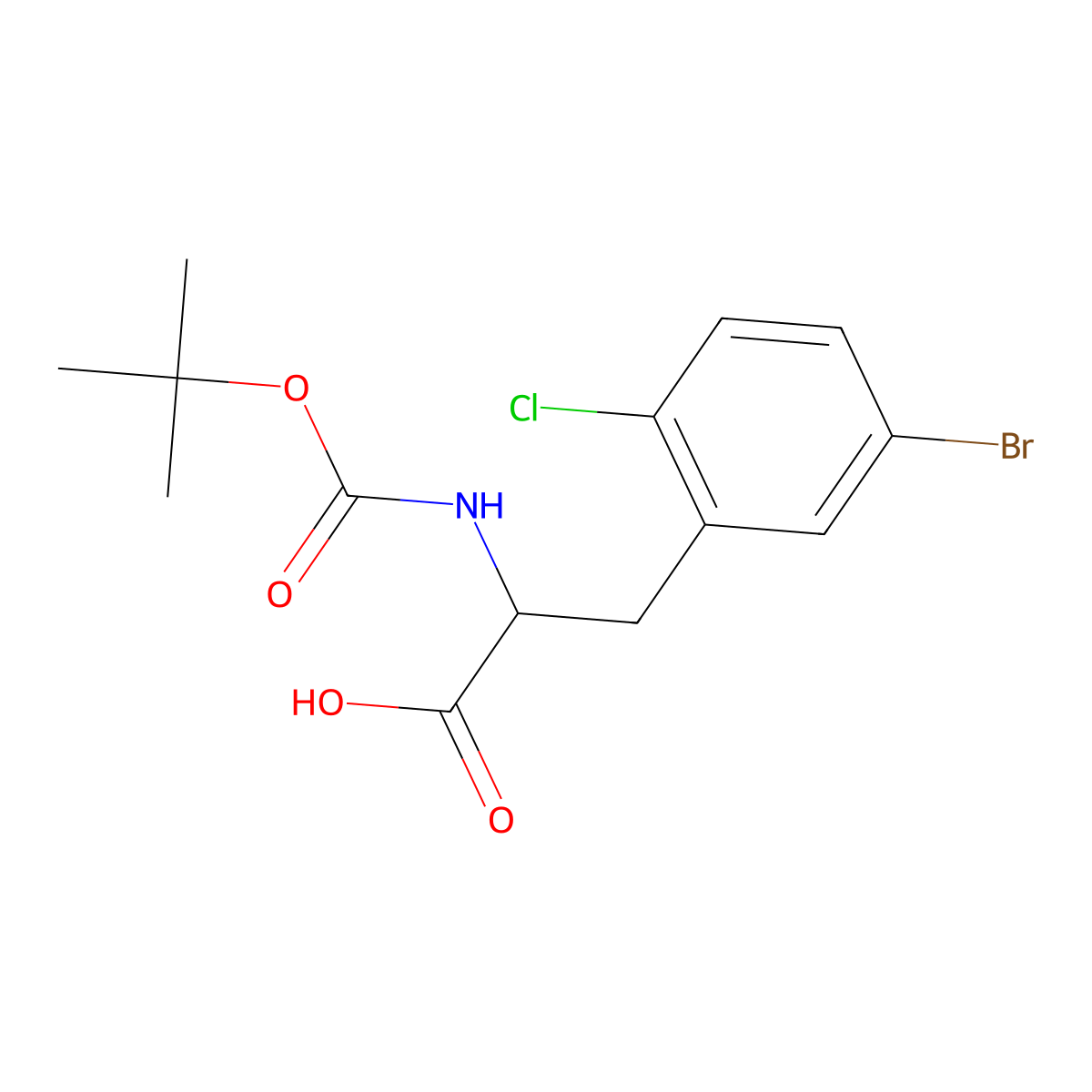N-Boc-5-bromo-2-chloro-L-phenylalanine molecular structure, CAS 1993341-59-5