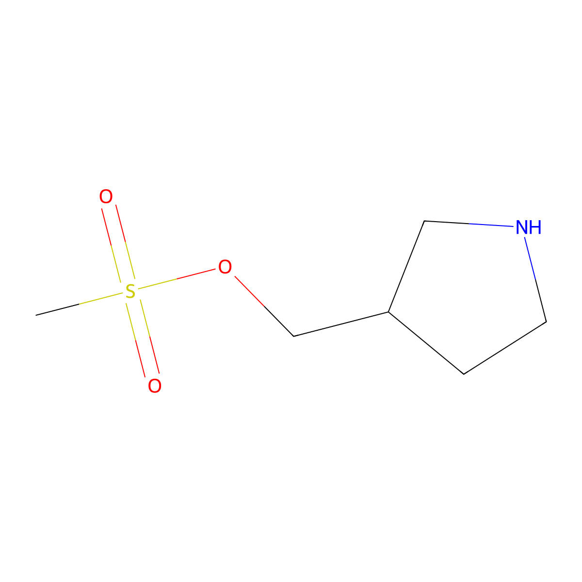 (Pyrrolidin-3-yl)methyl methanesulfonate molecular structure, CAS 199336-72-6