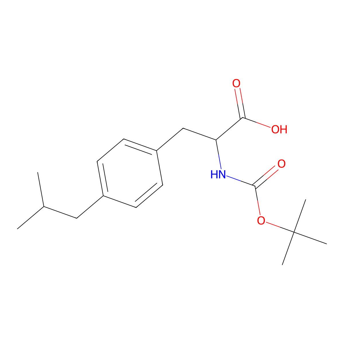 N-alpha-t-Butyloxycarbonyl-4-isobutyl-L-phenylalanine (Boc-L-Phe(4-iBu)-OH) molecular structure, CAS 1993384-28-3
