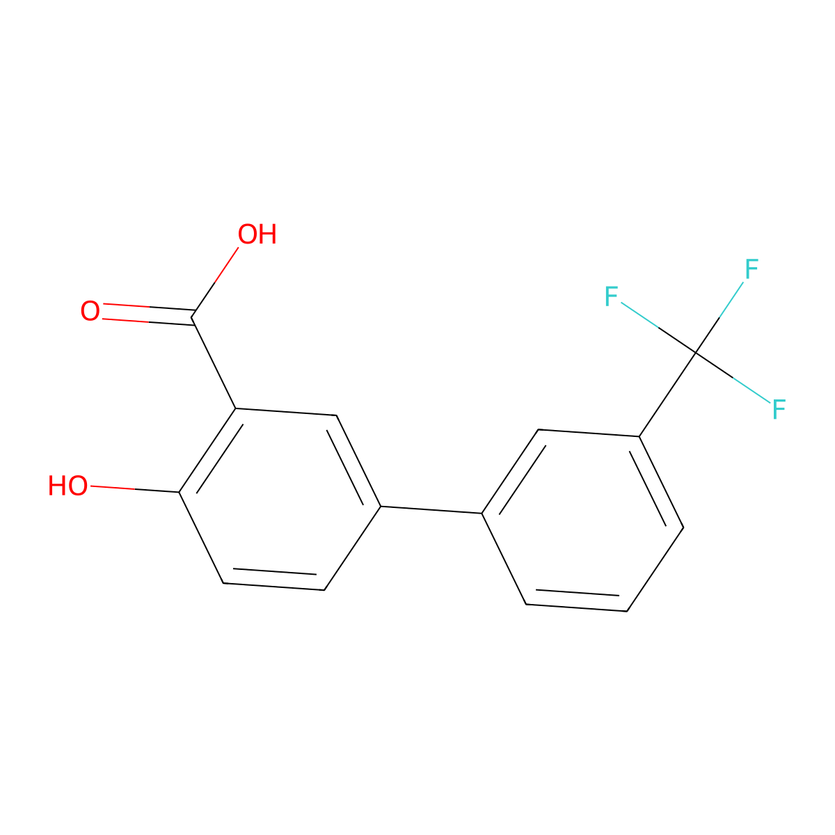 2-hydroxy-5-[3-(trifluoromethyl)phenyl]benzoic Acid molecular structure, CAS 199339-51-0