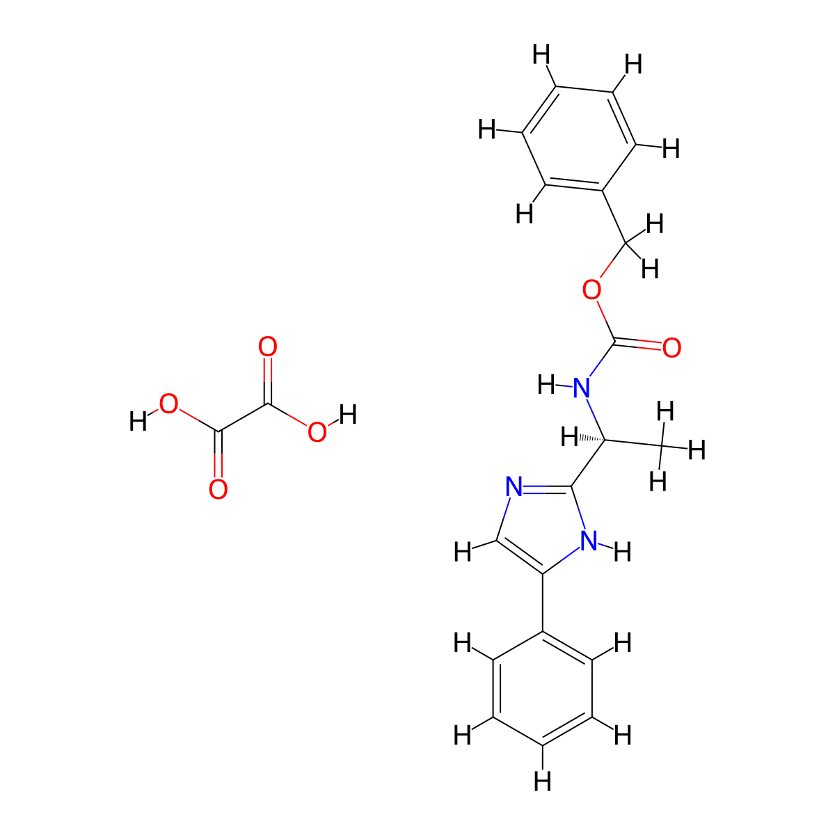 Benzyl (S)-(1-(4-phenyl-1H-imidazol-2-yl)ethyl)carbamate oxalate molecular structure, CAS 1993394-57-2