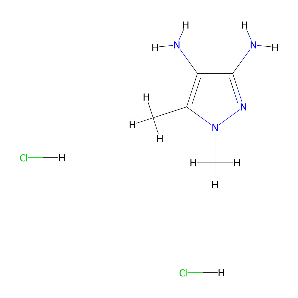 1,5-dimethyl-1H-pyrazole-3,4-diamine dihydrochloride molecular structure, CAS 199340-93-7