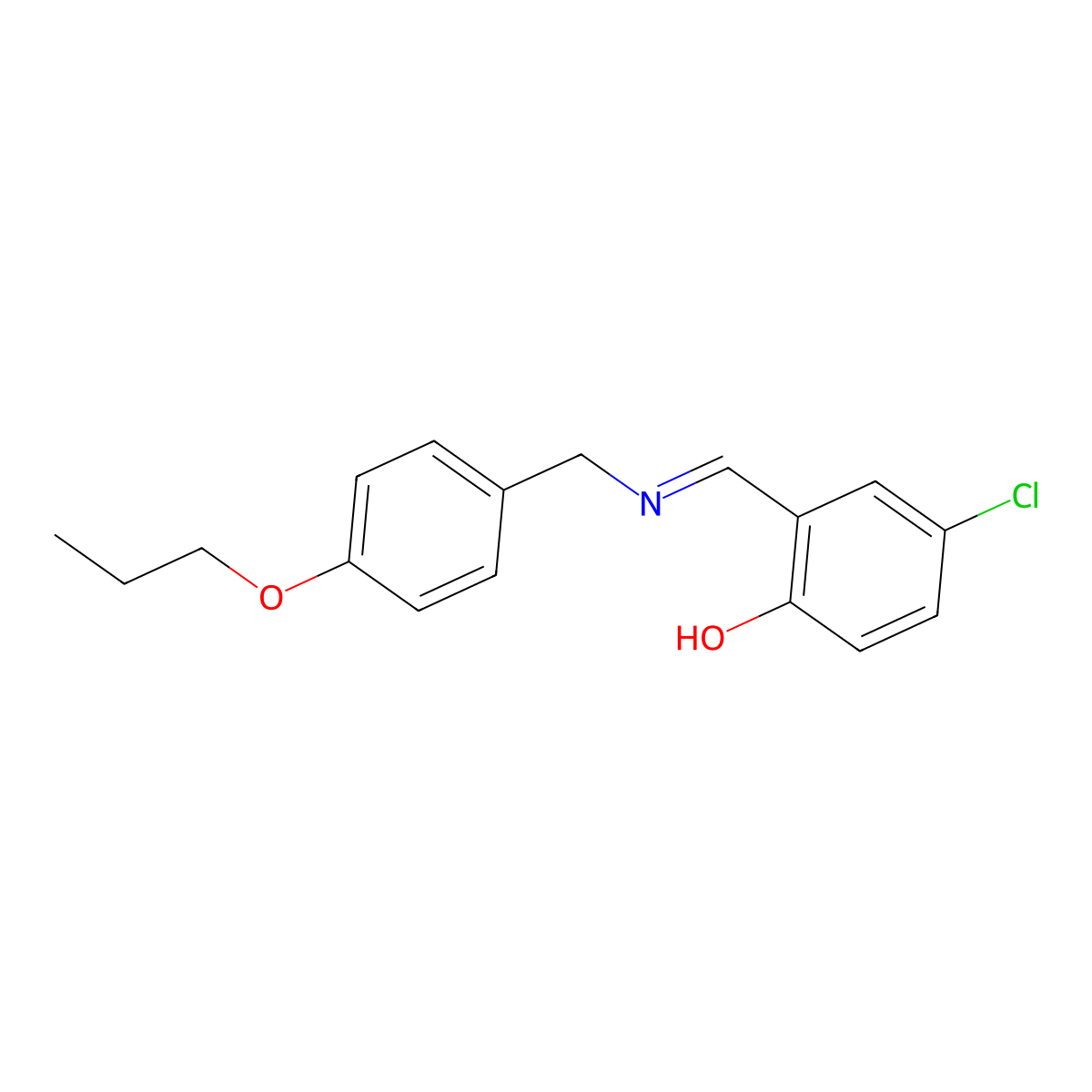 4-chloro-2-{(E)-[(4-propoxybenzyl)imino]methyl}phenol molecular structure, CAS 1993498-63-7