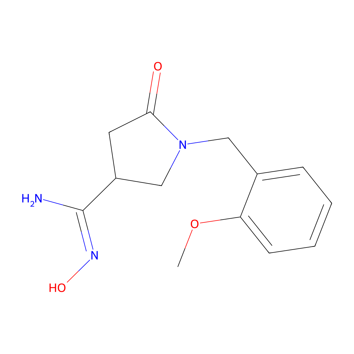 N'-hydroxy-1-(2-methoxybenzyl)-5-oxopyrrolidine-3-carboximidamide molecular structure, CAS 1993503-23-3