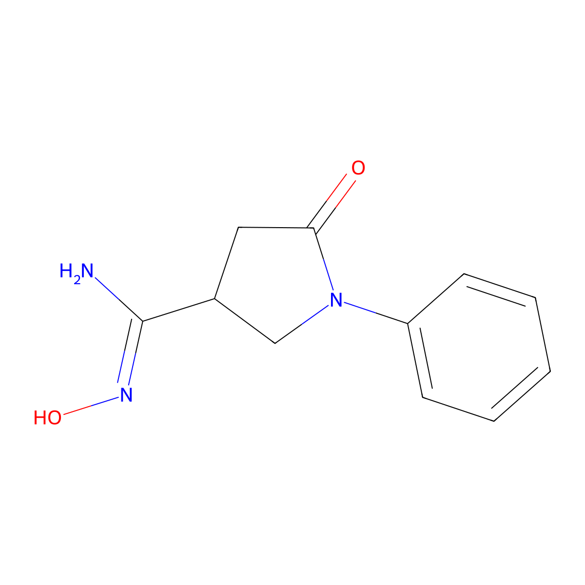 N'-hydroxy-5-oxo-1-phenylpyrrolidine-3-carboximidamide molecular structure, CAS 1993504-43-0