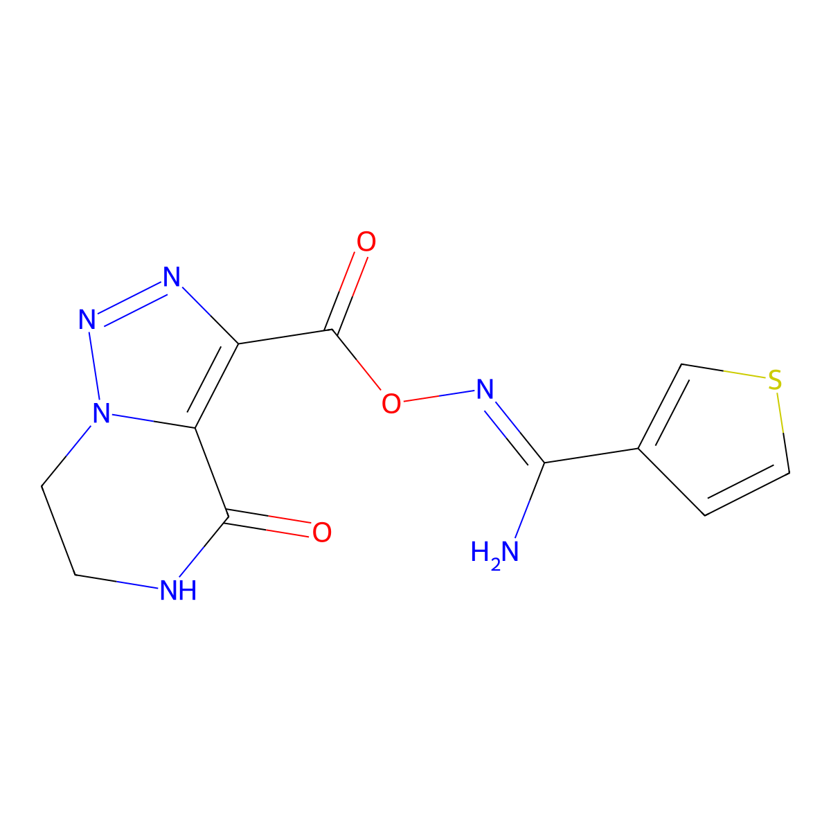 (Z)-[amino(thiophen-3-yl)methylidene]amino 4-oxo-4H,5H,6H,7H-[1,2,3]triazolo[1,5-a]pyrazine-3-carboxylate molecular structure, CAS 1993523-83-3