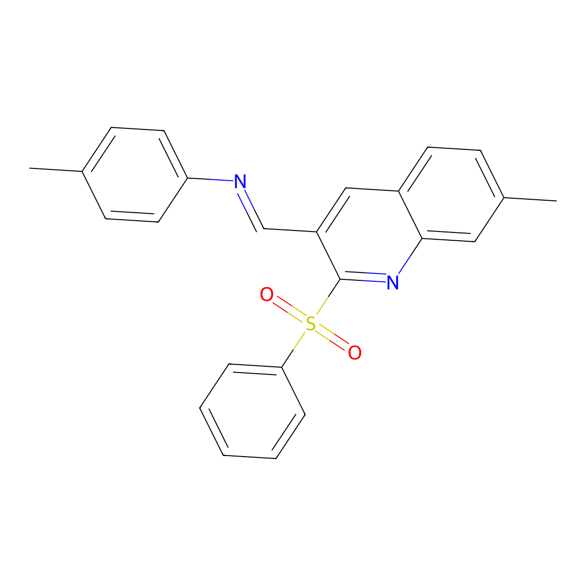 (4-methylphenyl){(1E)-[7-methyl-2-(phenylsulfonyl)quinolin-3-yl]methylene}amine molecular structure, CAS 1993618-68-0