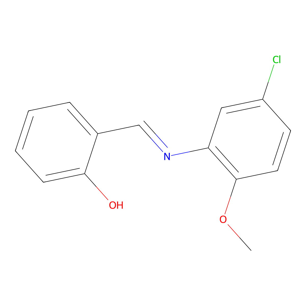 2-{(E)-[(5-chloro-2-methoxyphenyl)imino]methyl}phenol molecular structure, CAS 1993618-86-2