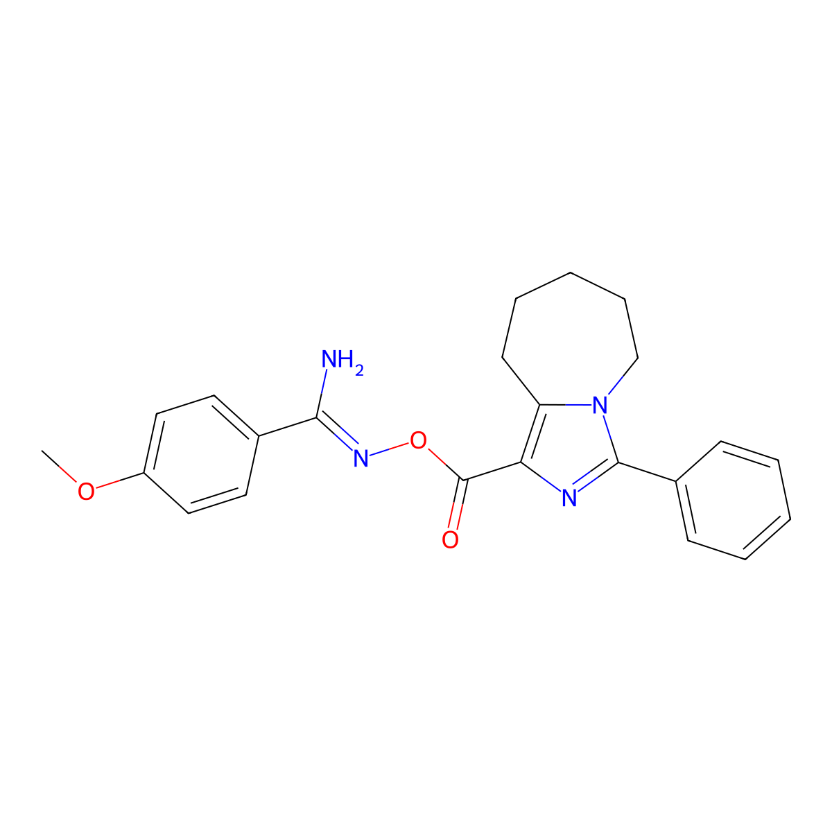 4-methoxy-N'-{[(3-phenyl-6,7,8,9-tetrahydro-5H-imidazo[1,5-a]azepin-1-yl)carbonyl]oxy}benzenecarboximidamide molecular structure, CAS 1993621-83-2