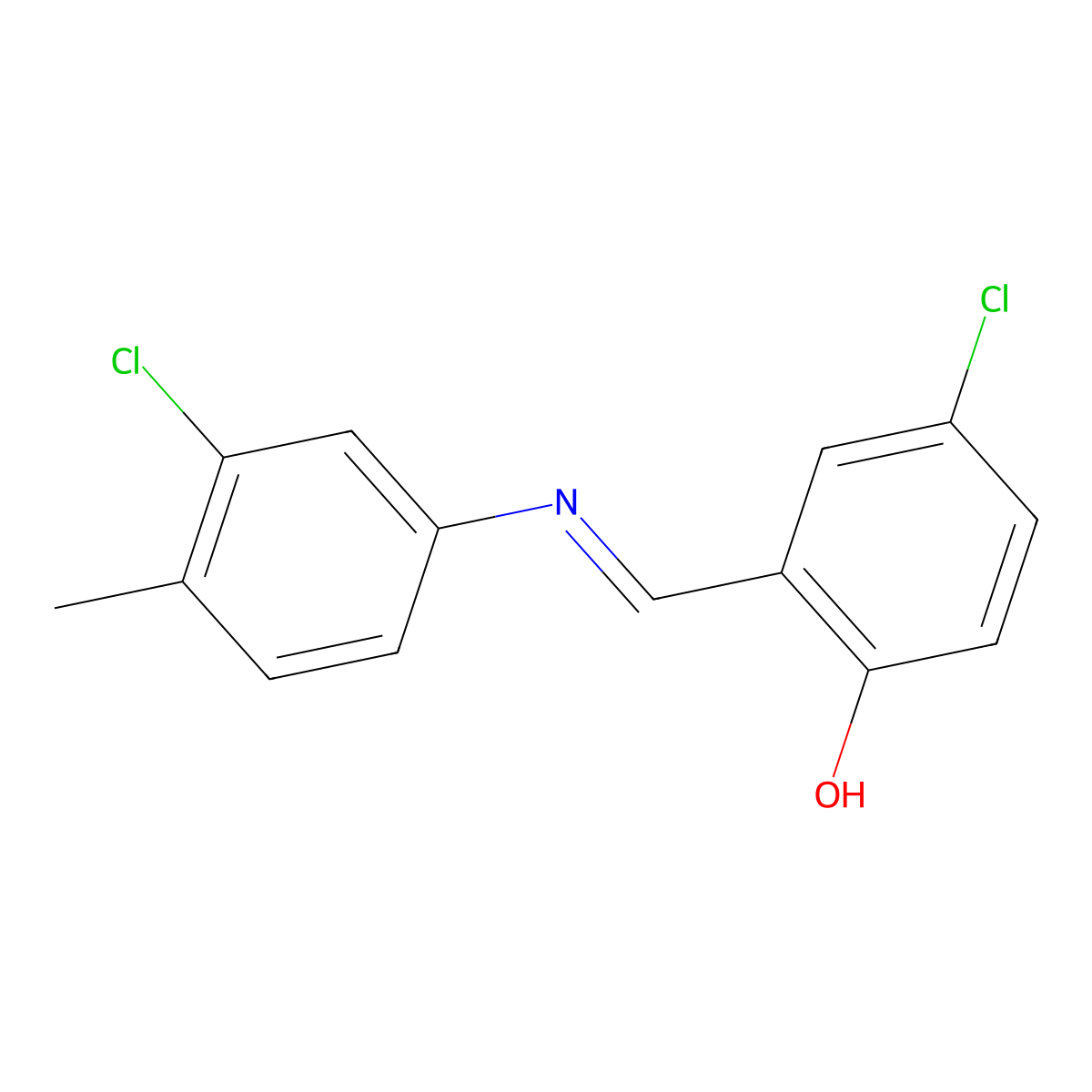 4-chloro-2-{(E)-[(3-chloro-4-methylphenyl)imino]methyl}phenol molecular structure, CAS 1993626-49-5