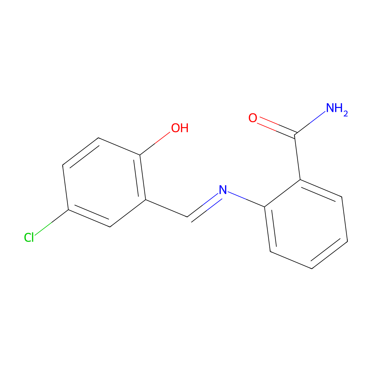 2-{[(1E)-(5-chloro-2-hydroxyphenyl)methylene]amino}benzamide molecular structure, CAS 1993643-55-2