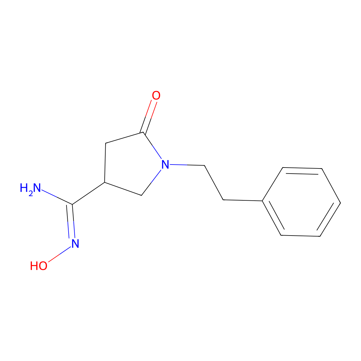 N'-hydroxy-5-oxo-1-(2-phenylethyl)pyrrolidine-3-carboximidamide molecular structure, CAS 1993646-71-1