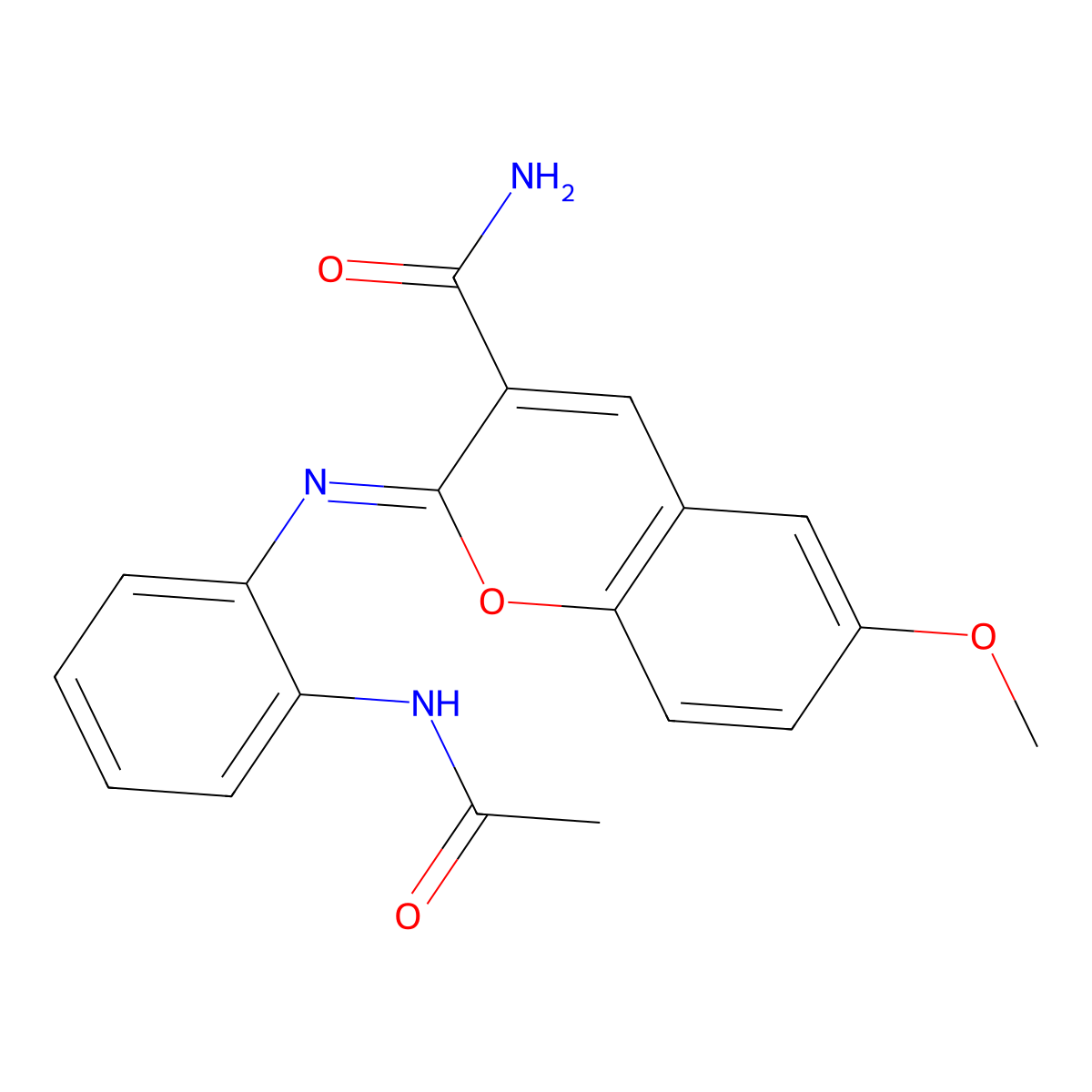 (2Z)-2-{[2-(acetylamino)phenyl]imino}-6-methoxy-2H-chromene-3-carboxamide molecular structure, CAS 1993663-01-6