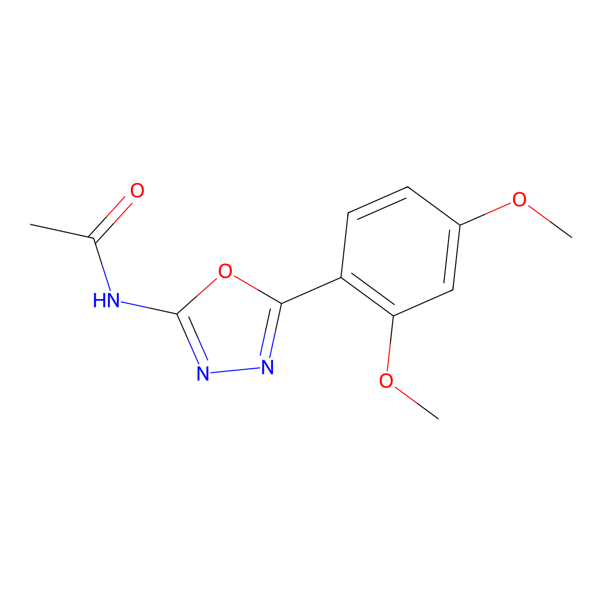 N-[5-(2,4-dimethoxyphenyl)-1,3,4-oxadiazol-2-yl]acetamide molecular structure, CAS 19938-41-1