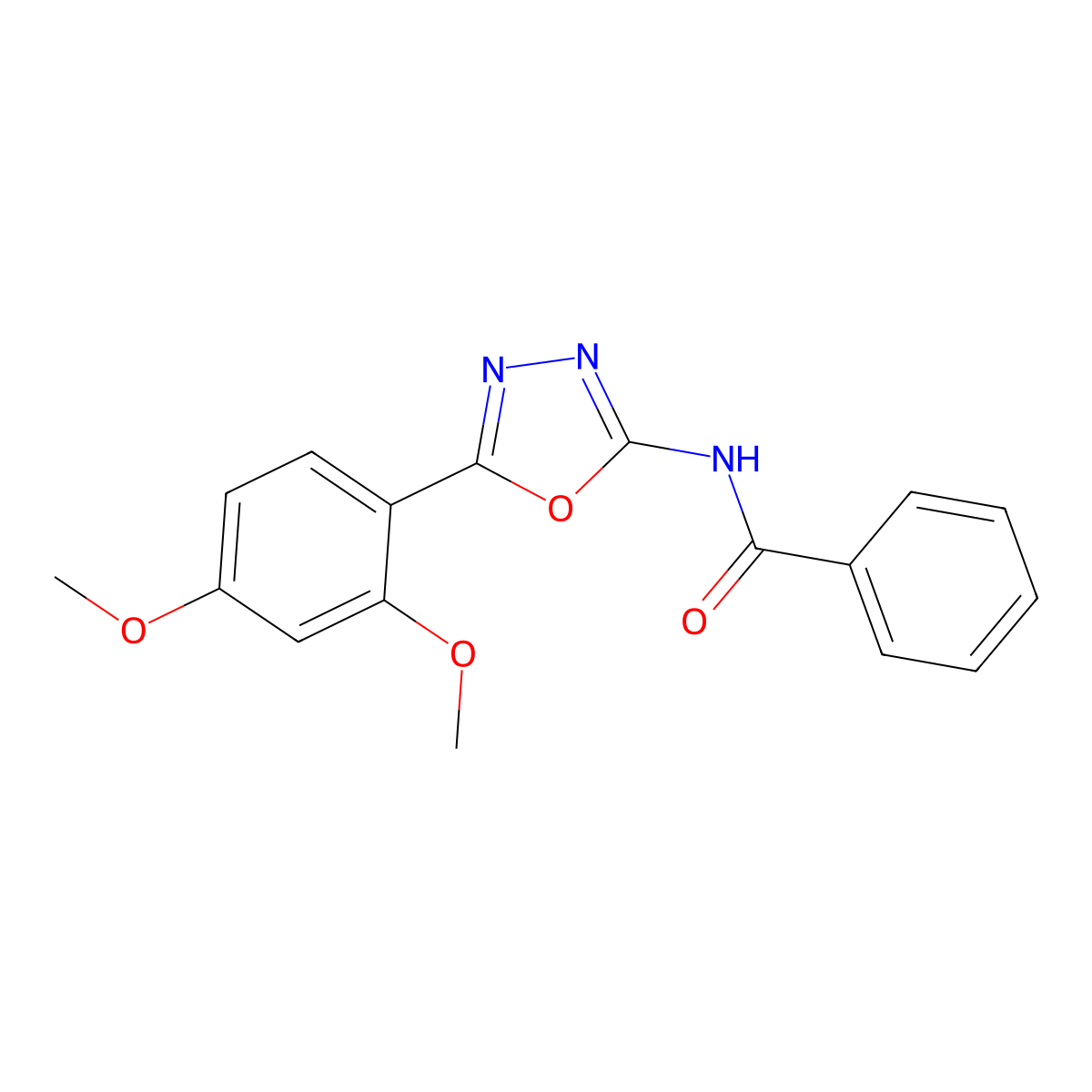 N-[5-(2,4-dimethoxyphenyl)-1,3,4-oxadiazol-2-yl]benzamide molecular structure, CAS 19938-42-2