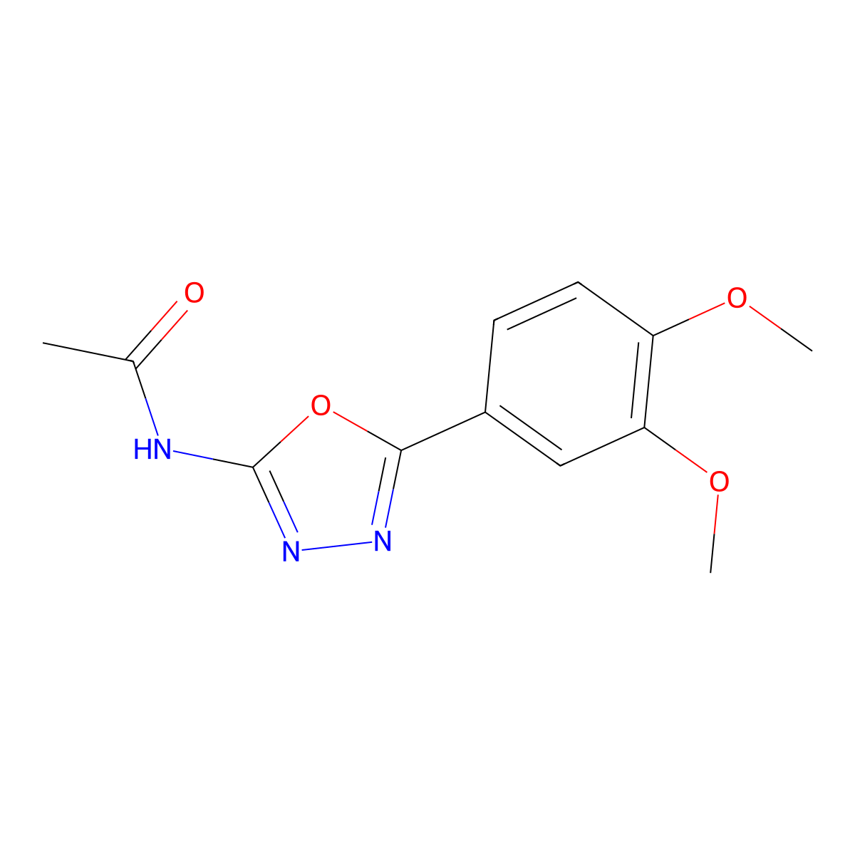 N-[5-(3,4-dimethoxyphenyl)-1,3,4-oxadiazol-2-yl]acetamide molecular structure, CAS 19938-43-3