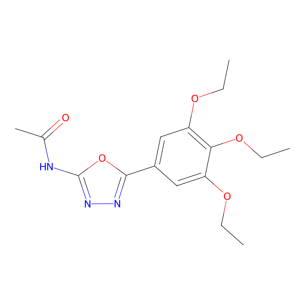 N-[5-(3,4,5-triethoxyphenyl)-1,3,4-oxadiazol-2-yl]acetamide molecular structure, CAS 19938-48-8