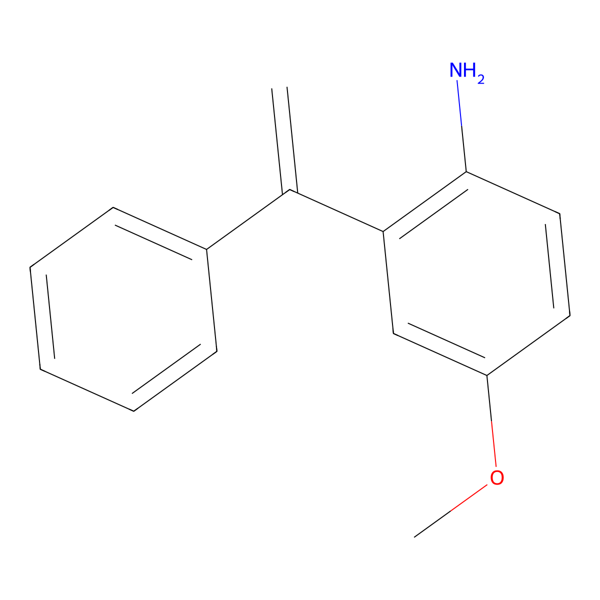 Benzenamine, 4-methoxy-2-(1-phenylethenyl)- molecular structure, CAS 19938-96-6