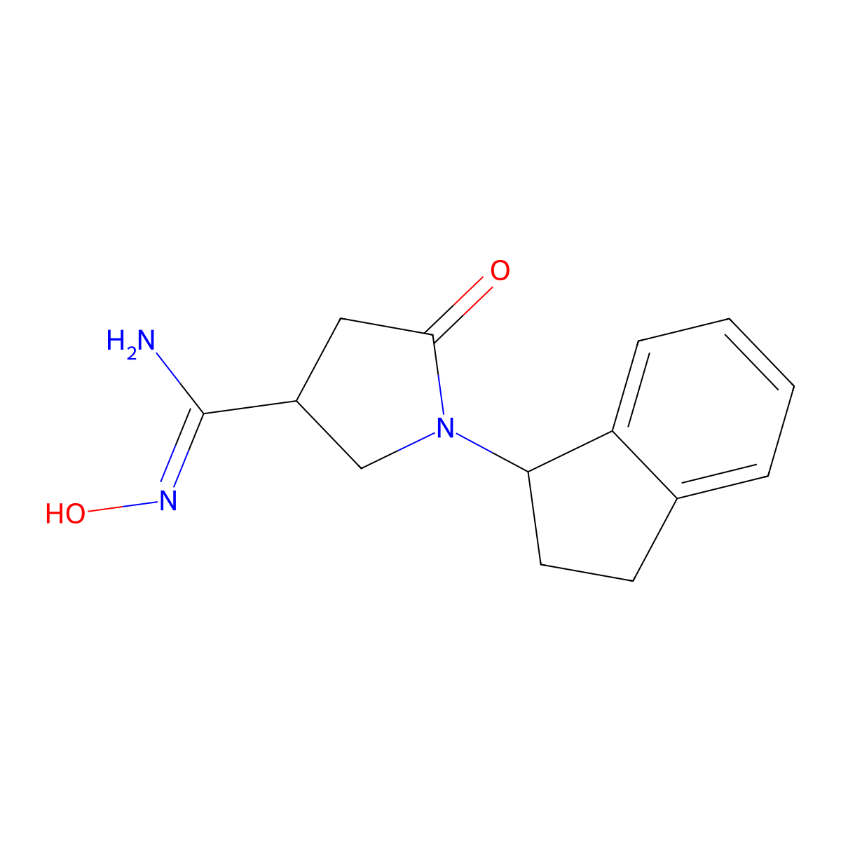 1-(2,3-dihydro-1H-inden-1-yl)-N'-hydroxy-5-oxopyrrolidine-3-carboximidamide molecular structure, CAS 1993809-52-1