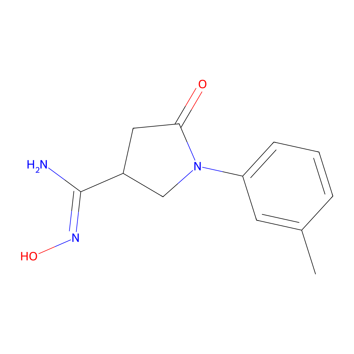 N'-hydroxy-1-(3-methylphenyl)-5-oxopyrrolidine-3-carboximidamide molecular structure, CAS 1993813-47-0