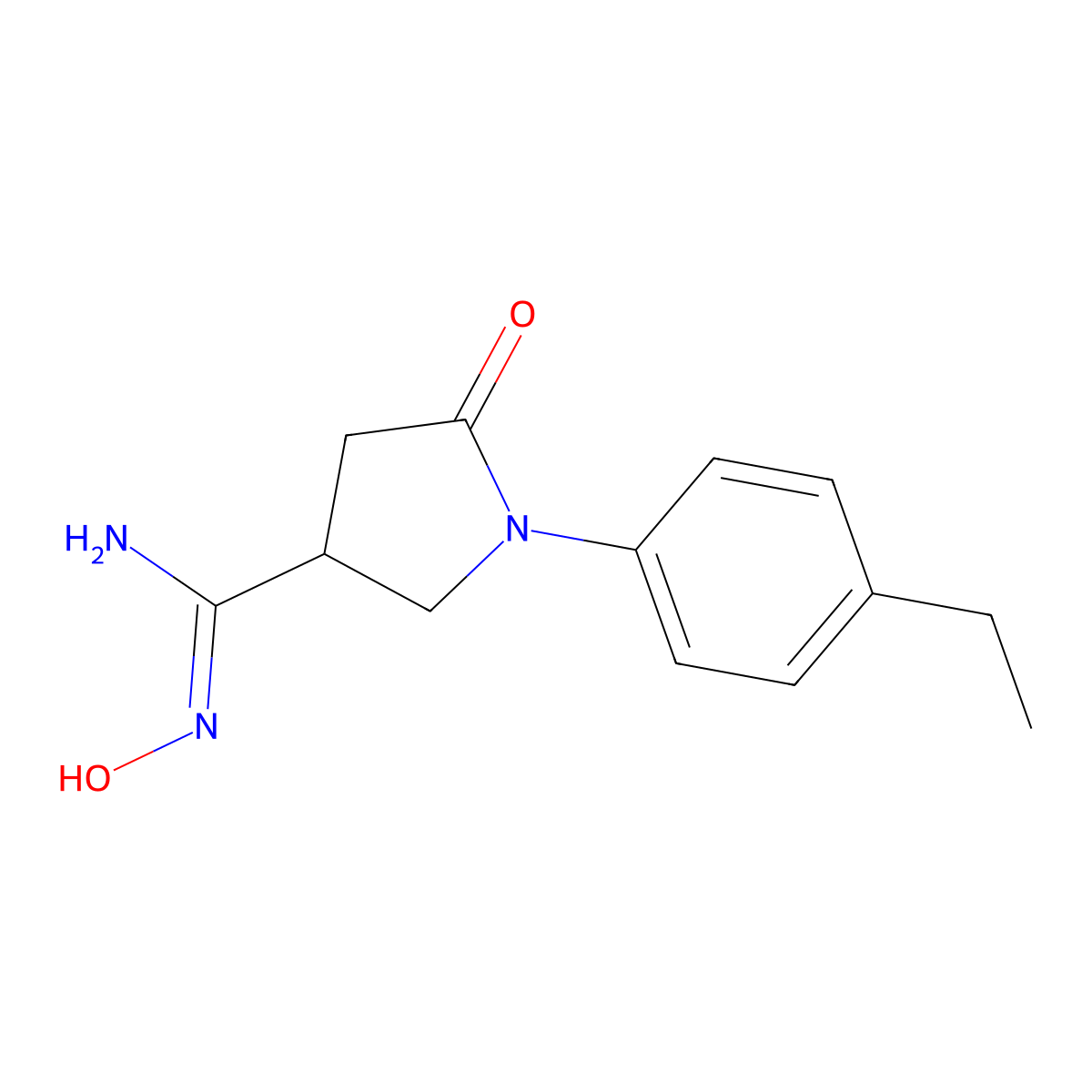 1-(4-ethylphenyl)-N'-hydroxy-5-oxopyrrolidine-3-carboximidamide molecular structure, CAS 1993813-55-0