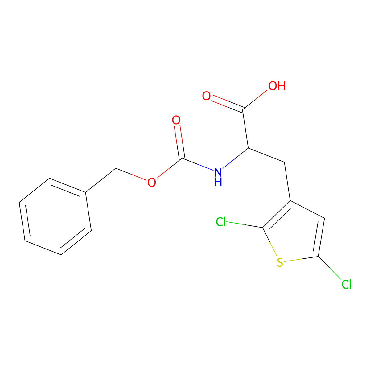2-{[(Benzyloxy)carbonyl]amino}-3-(2,5-dichlorothiophen-3-yl)propanoic acid molecular structure, CAS 1993849-64-1