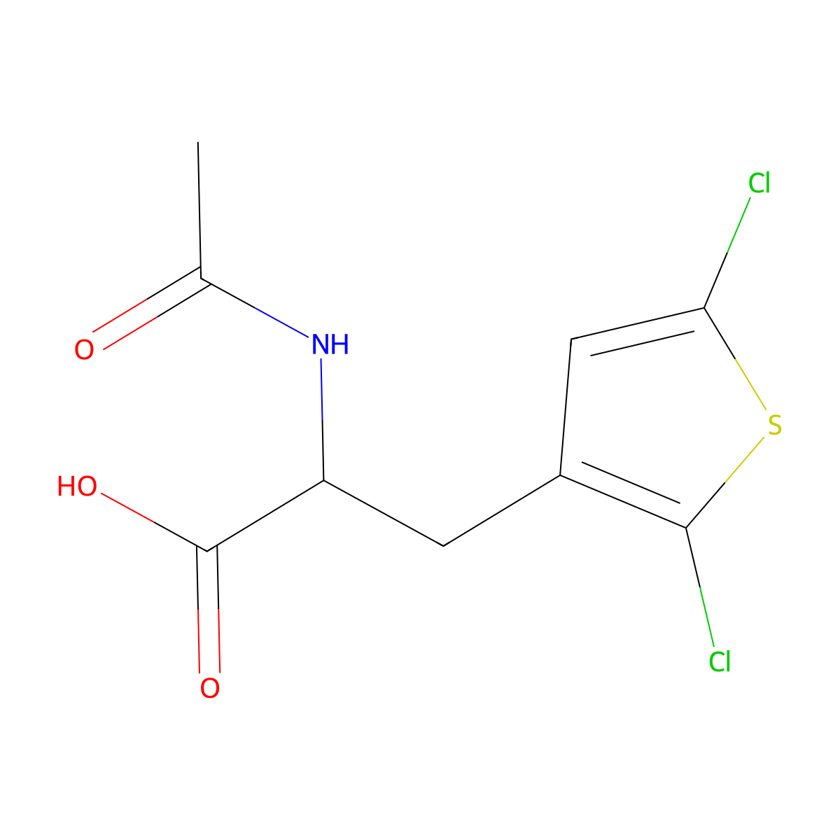 3-(2,5-Dichlorothiophen-3-yl)-2-acetamidopropanoic acid molecular structure, CAS 1993851-73-2