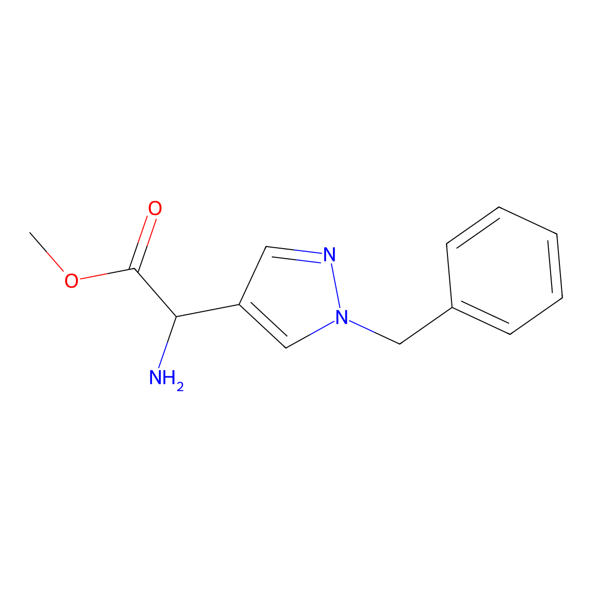 methyl 2-amino-2-(1-benzyl-1H-pyrazol-4-yl)acetate molecular structure, CAS 1993862-73-9