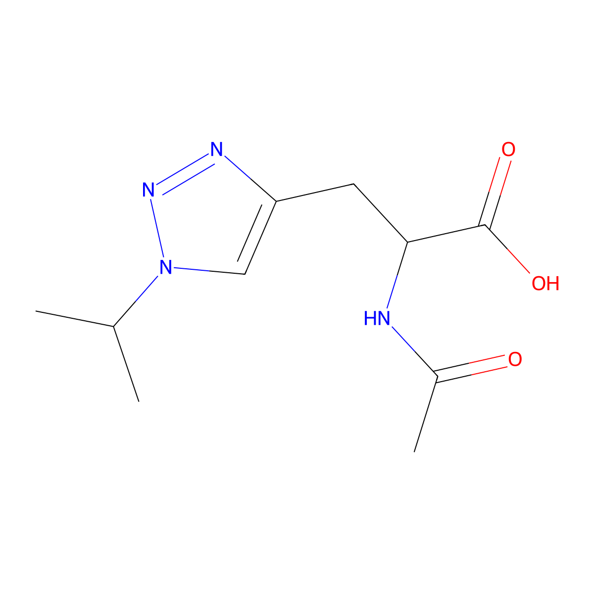 2-acetamido-3-[1-(propan-2-yl)-1H-1,2,3-triazol-4-yl]propanoic acid molecular structure, CAS 1993901-15-7