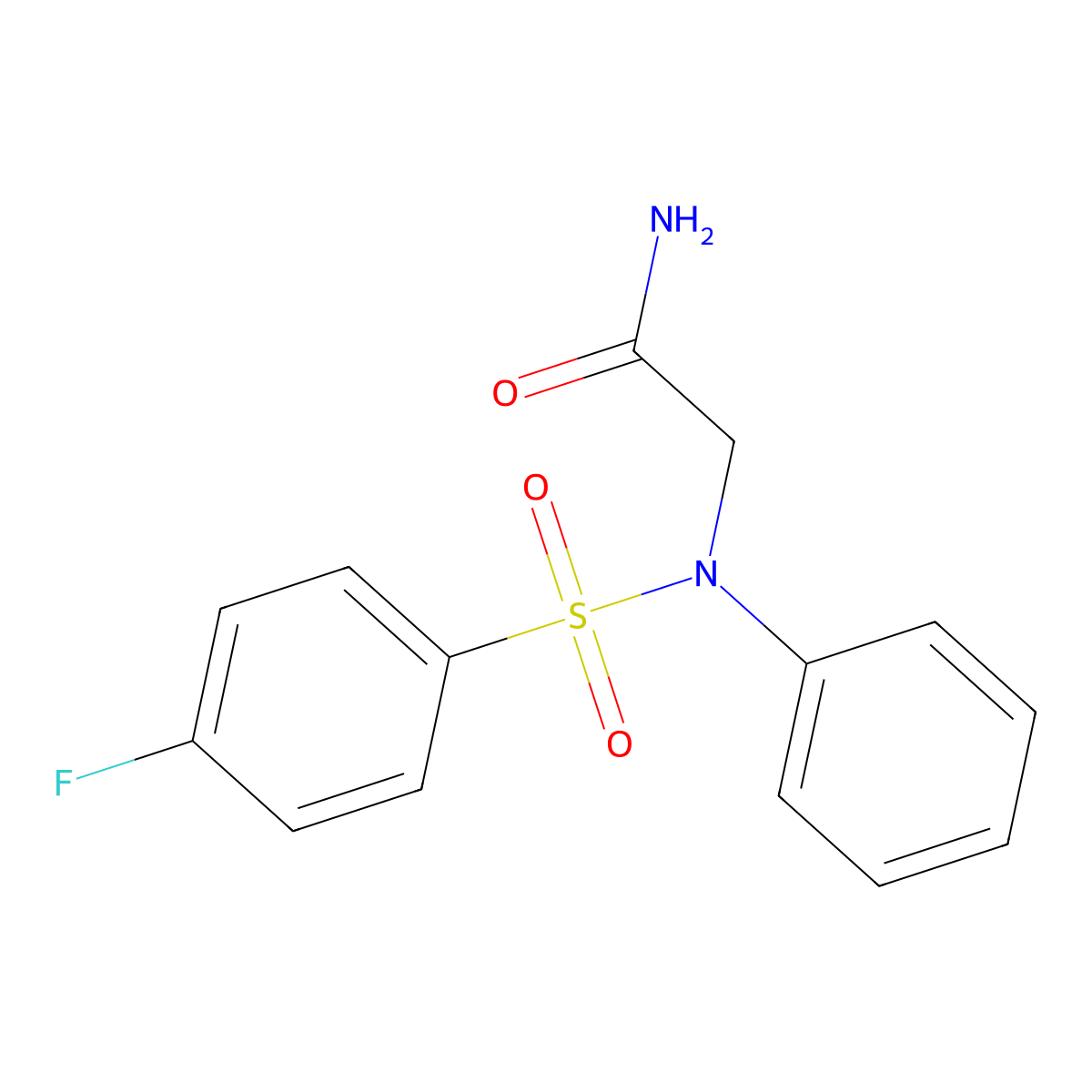 2-(N-(4-fluorophenyl)sulfonylanilino)acetamide molecular structure, CAS 1994-42-9