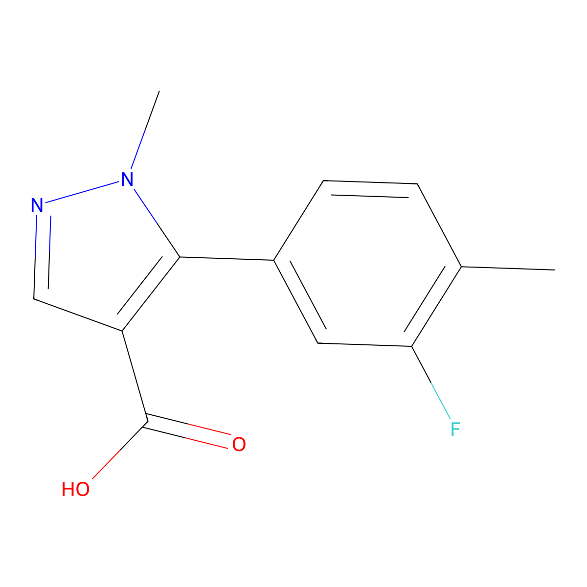 5-(3-fluoro-4-methylphenyl)-1-methyl-1H-pyrazole-4-carboxylic acid molecular structure, CAS 1994009-12-9