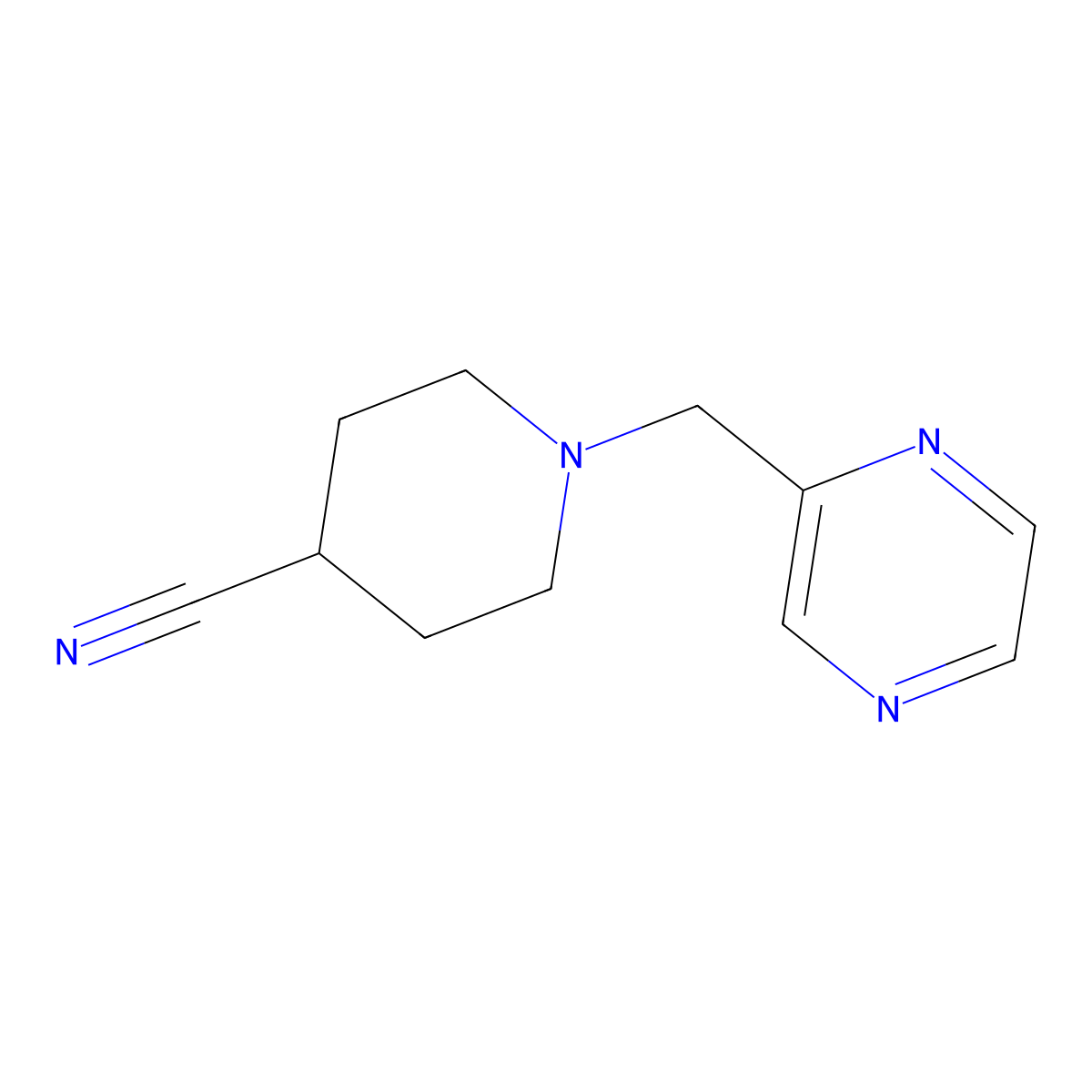 1-(Pyrazin-2-ylmethyl)piperidine-4-carbonitrile molecular structure, CAS 1994023-45-8