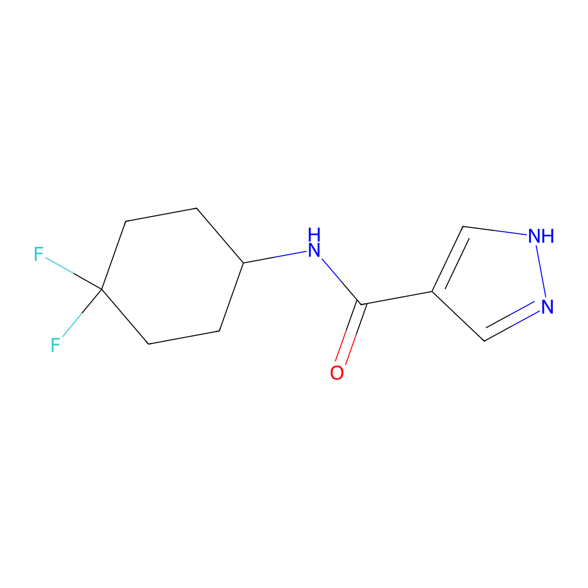 N-(4,4-difluorocyclohexyl)-1H-pyrazole-4-carboxamide molecular structure, CAS 1994109-41-9