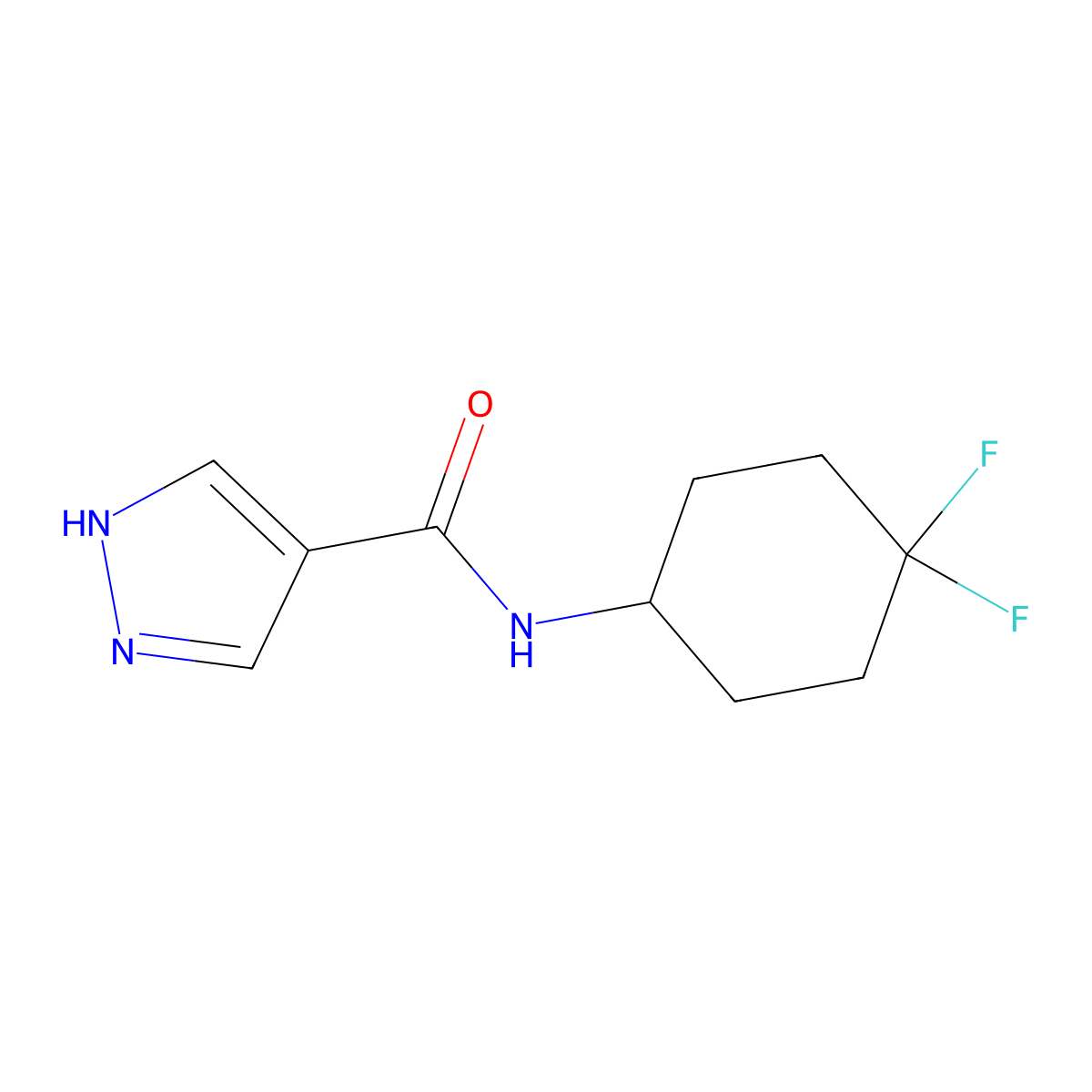 N-(4,4-difluorocyclohexyl)-1H-pyrazole-4-carboxamide molecular structure, CAS 1994109-41-9