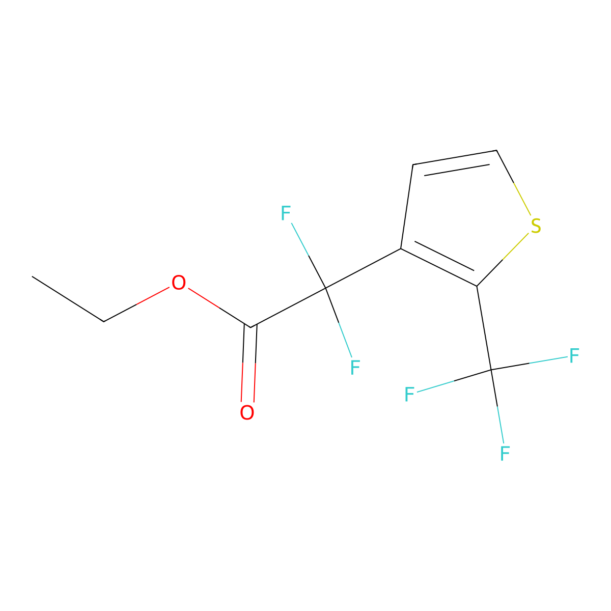 Ethyl 2,2-difluoro-2-[2-(trifluoromethyl)thiophen-3-yl]acetate molecular structure, CAS 1994139-70-6