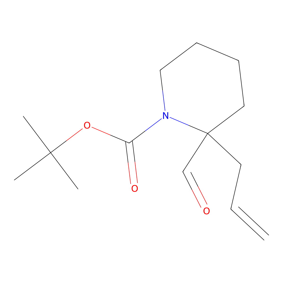 Tert-butyl 2-formyl-2-(prop-2-en-1-yl)piperidine-1-carboxylate molecular structure, CAS 1994147-84-0