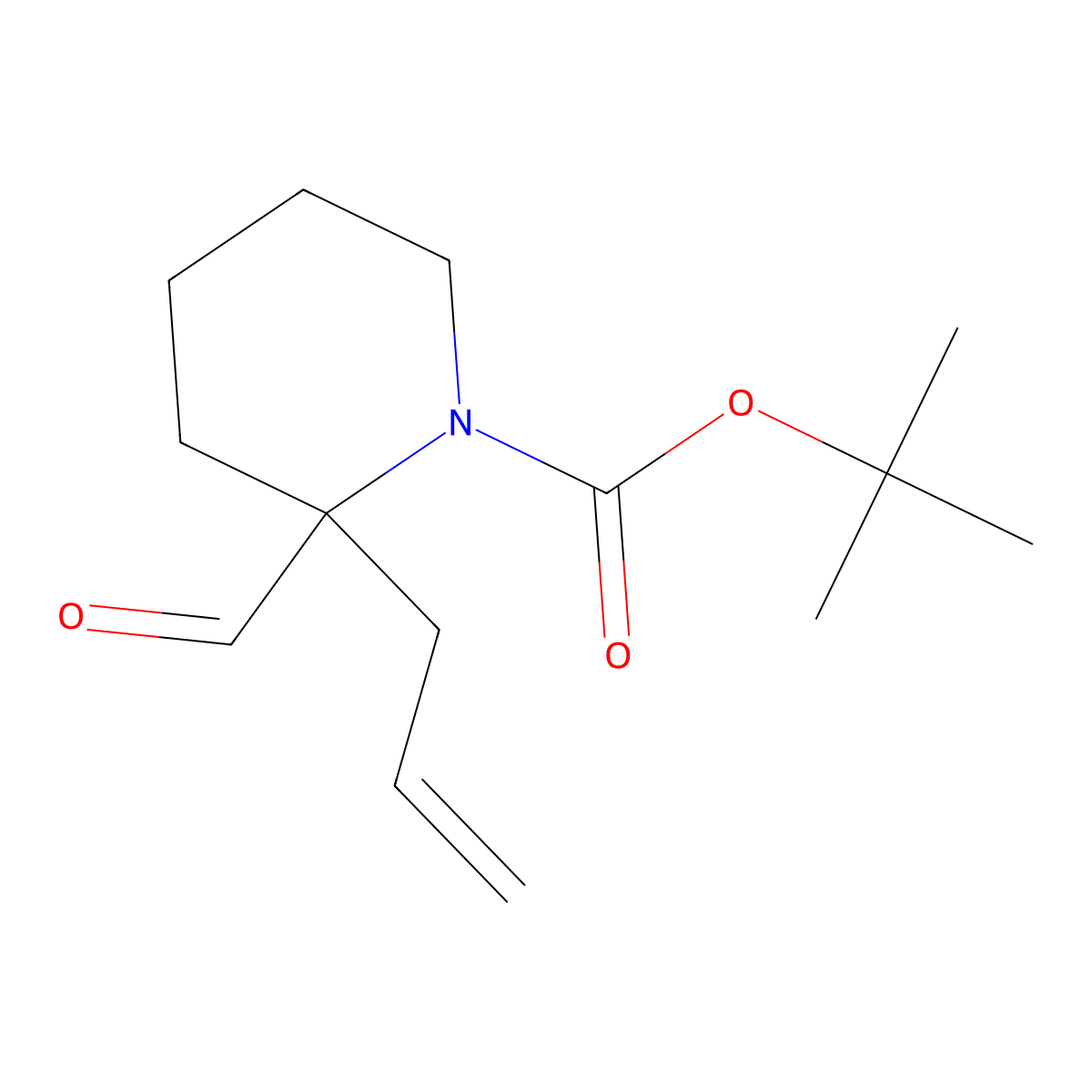 Tert-butyl 2-formyl-2-(prop-2-en-1-yl)piperidine-1-carboxylate molecular structure, CAS 1994147-84-0