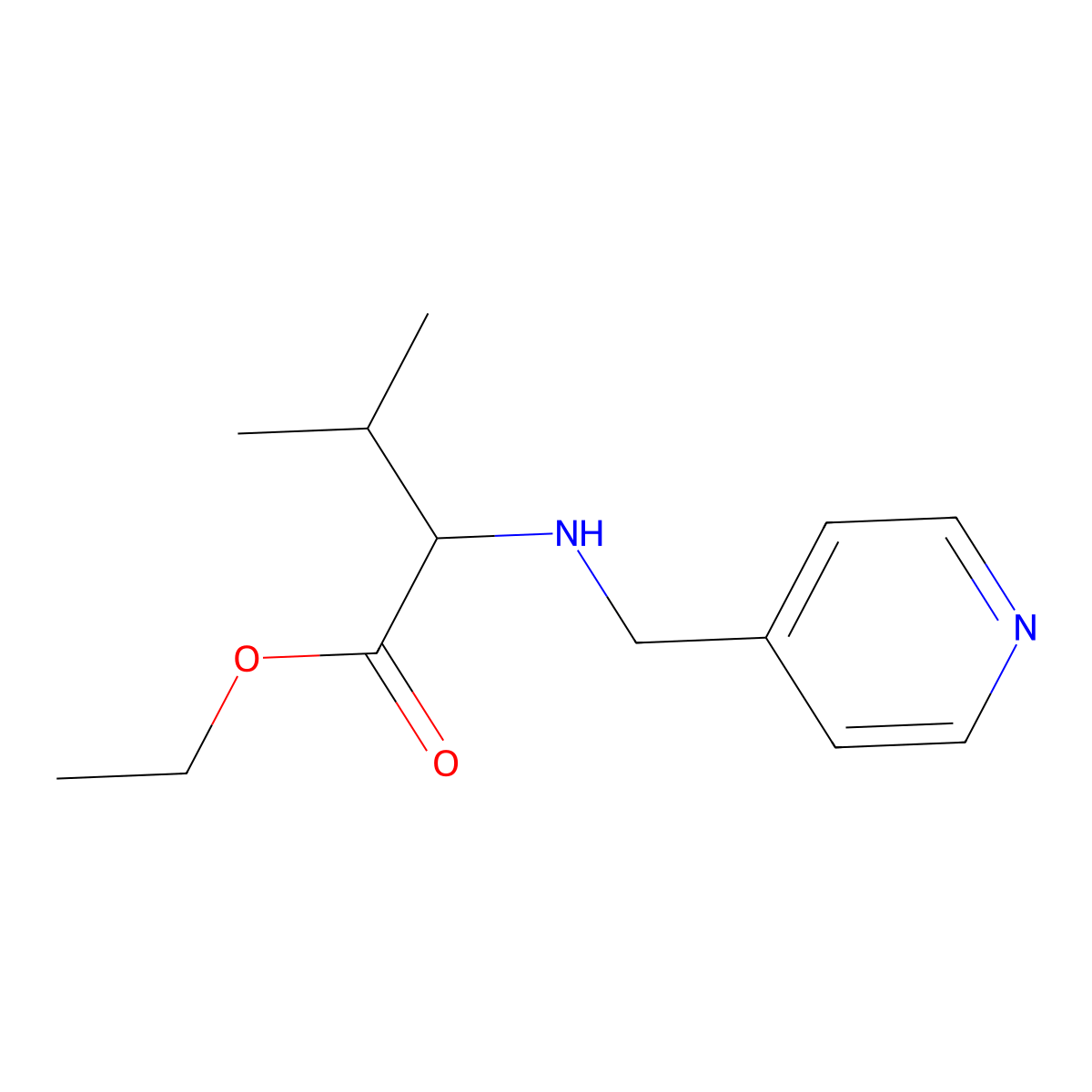 Ethyl 3-methyl-2-{[(pyridin-4-yl)methyl]amino}butanoate molecular structure, CAS 1994164-40-7