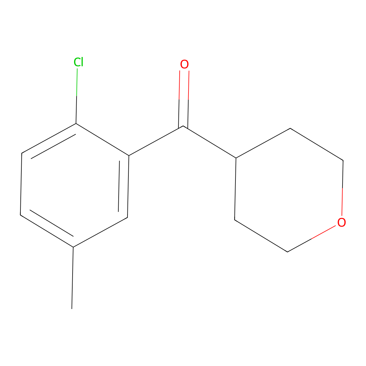 (2-Chloro-5-methylphenyl)(tetrahydro-2H-pyran-4-yl)methanone molecular structure, CAS 1994182-44-3
