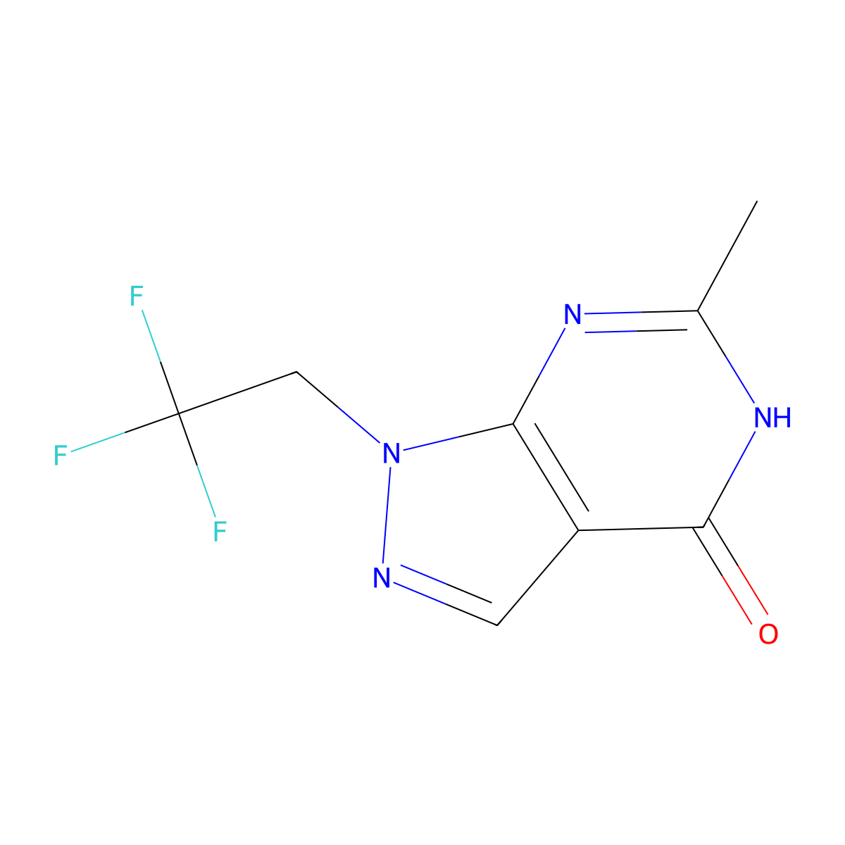 6-Methyl-1-(2,2,2-trifluoroethyl)-1,5-dihydro-4H-pyrazolo[3,4-D]pyrimidin-4-one molecular structure, CAS 1994193-02-0