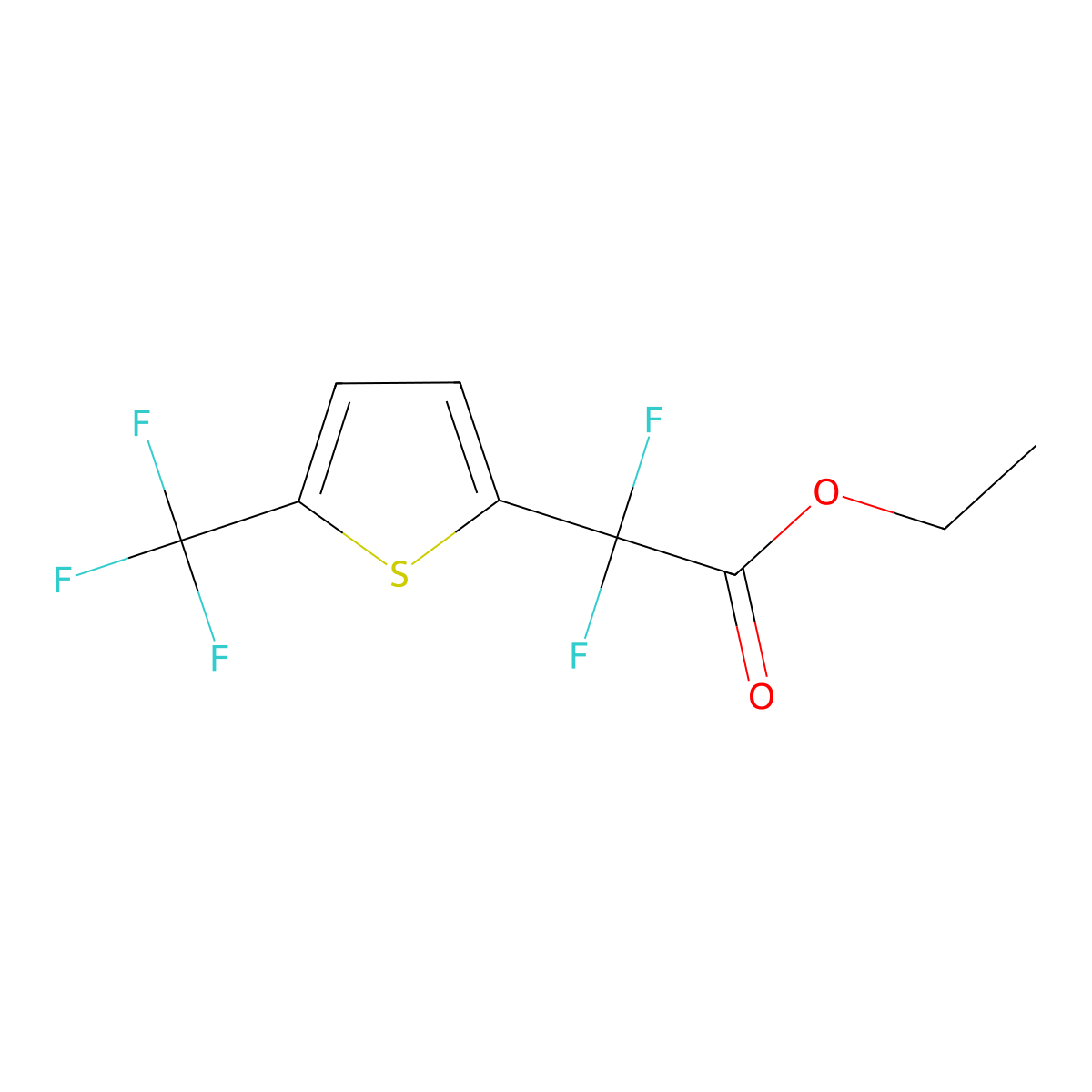 Ethyl 2,2-difluoro-2-[5-(trifluoromethyl)thiophen-2-yl]acetate molecular structure, CAS 1994214-49-1