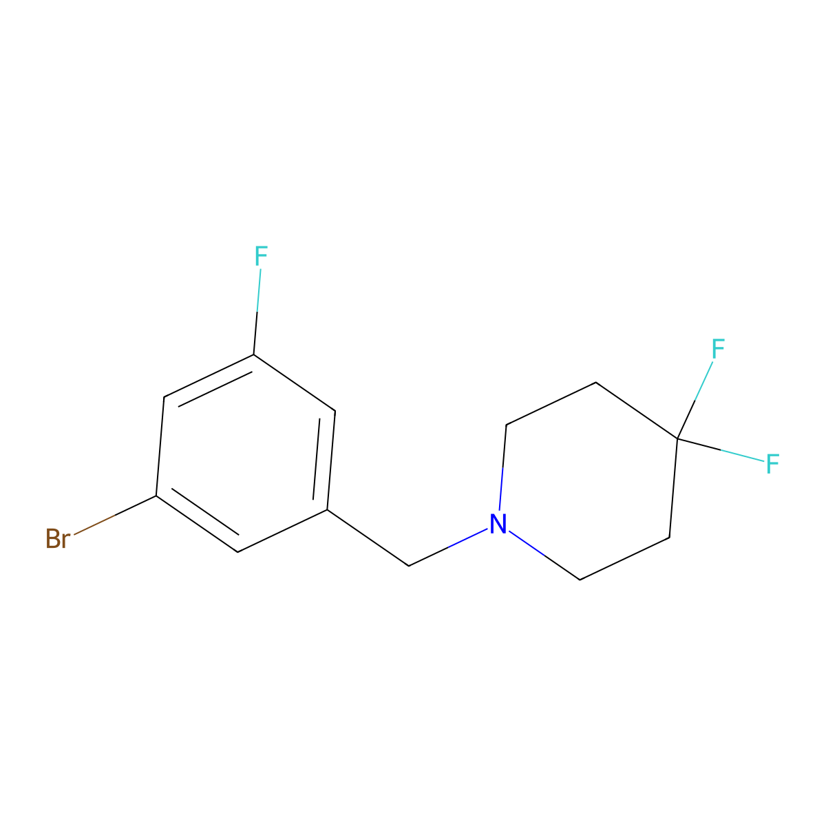 1-(3-Bromo-5-fluoro-benzyl)-4,4-difluoro-piperidine molecular structure, CAS 1994230-61-3