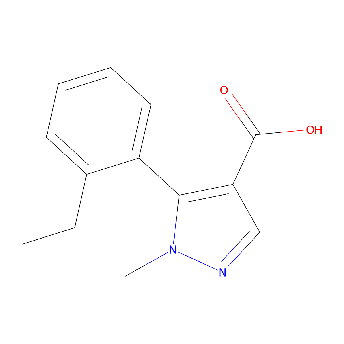 5-(2-ethylphenyl)-1-methyl-1H-pyrazole-4-carboxylic acid molecular structure, CAS 1994234-22-8