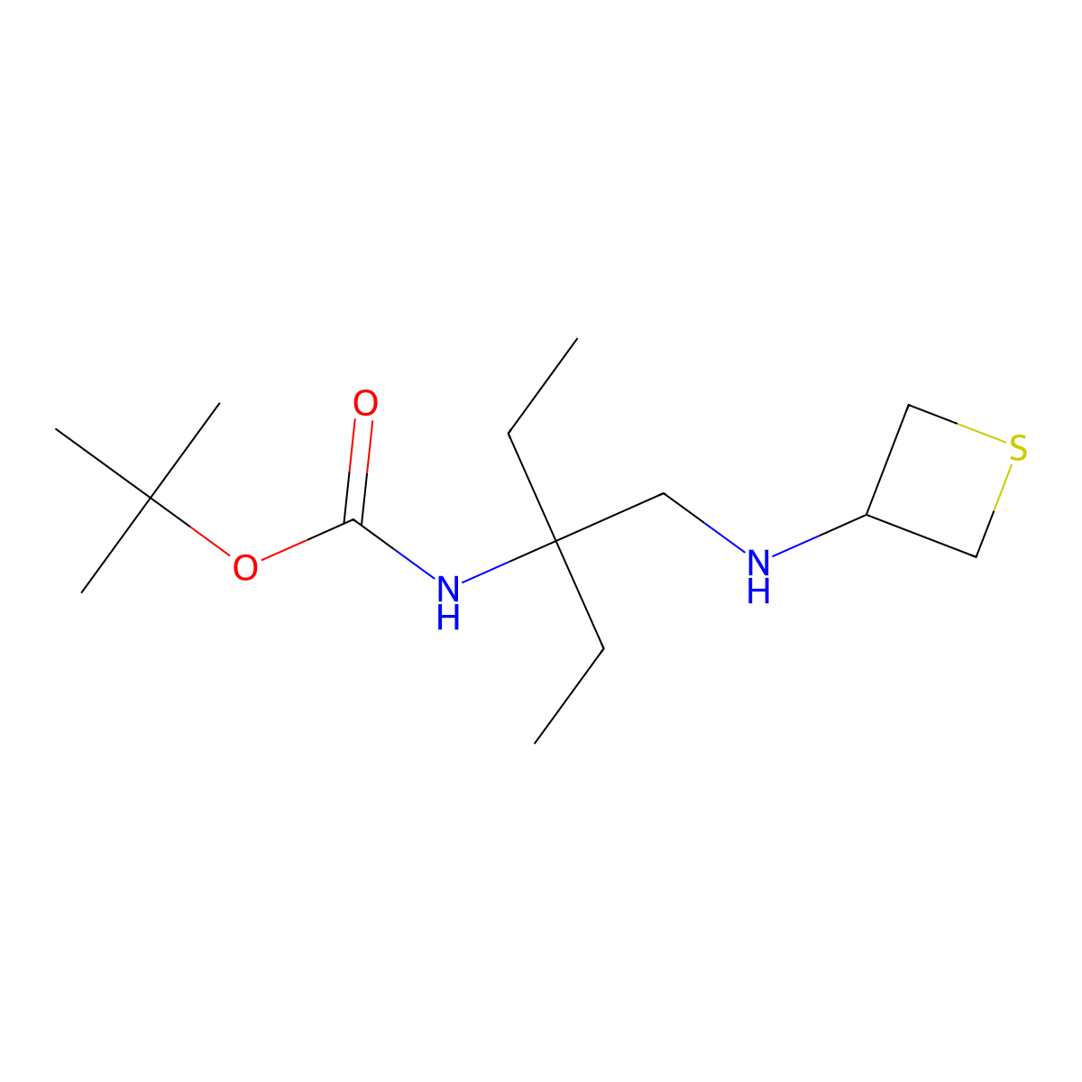 tert-Butyl (3-((thietan-3-ylamino)methyl)pentan-3-yl)carbamate molecular structure, CAS 1994239-98-3