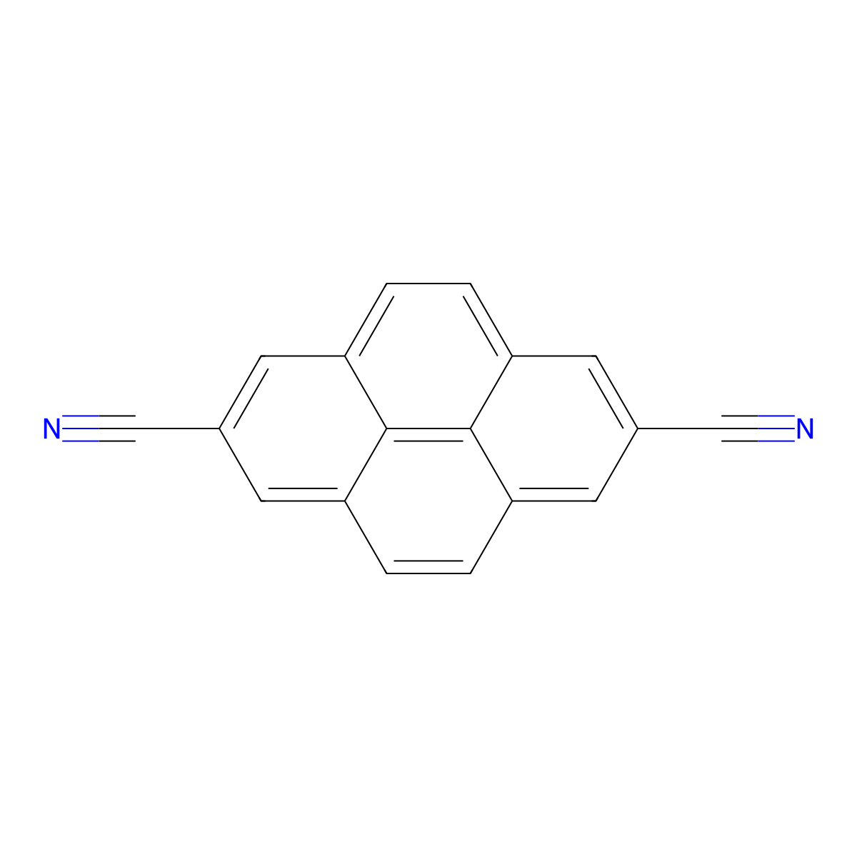 Pyrene-2,7-dicarbonitrile molecular structure, CAS 1994246-45-5